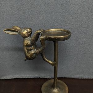 Vintage Bronze Rabbit Candle Stand